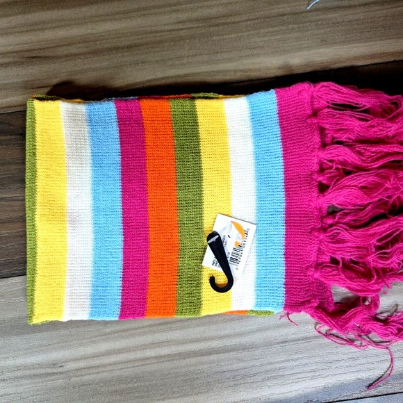 Kids Knit Scarf 3 Assorted Striped Scarves 100% Acrylic W/ Tassels Neck … - Picture 4 of 9